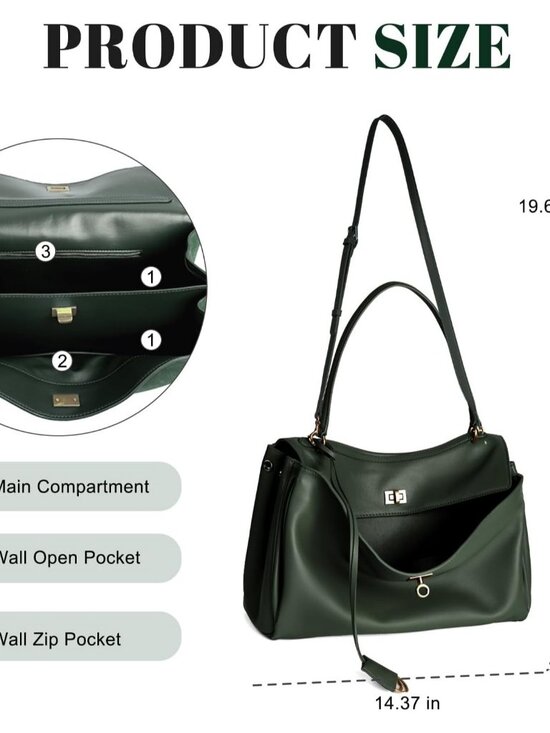 Women's Leather-Green Soft Cowhide Shoulder Satchel Purse Stylish Hand bags - Picture 4 of 6